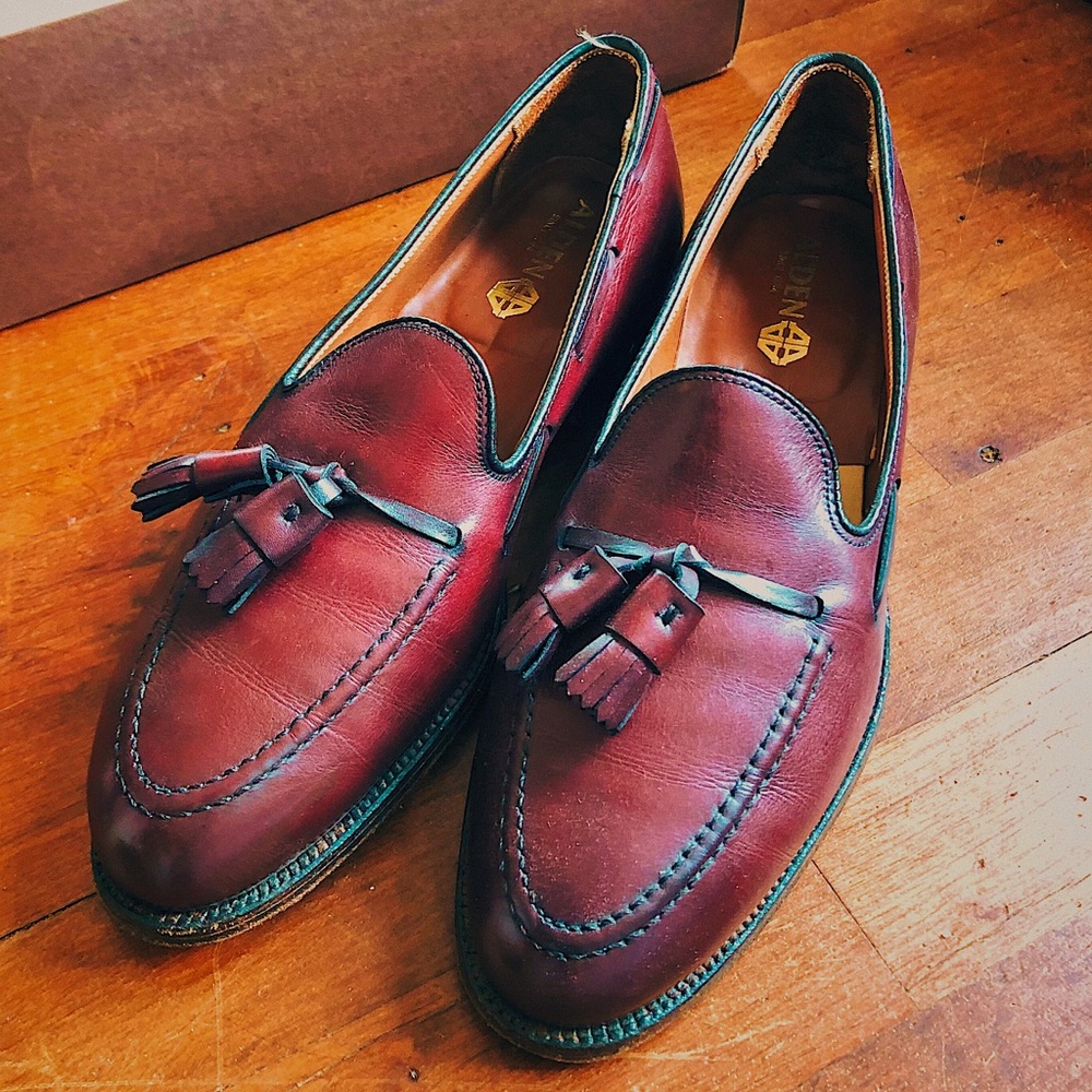 Alden tassel loafer size 7A burgundy calfskin shoe